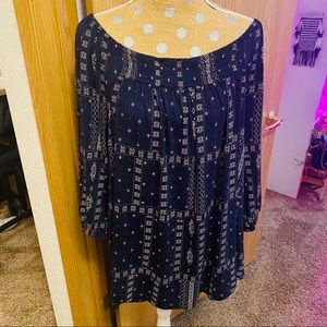 Navy blue long sleeve off the shoulder boho top